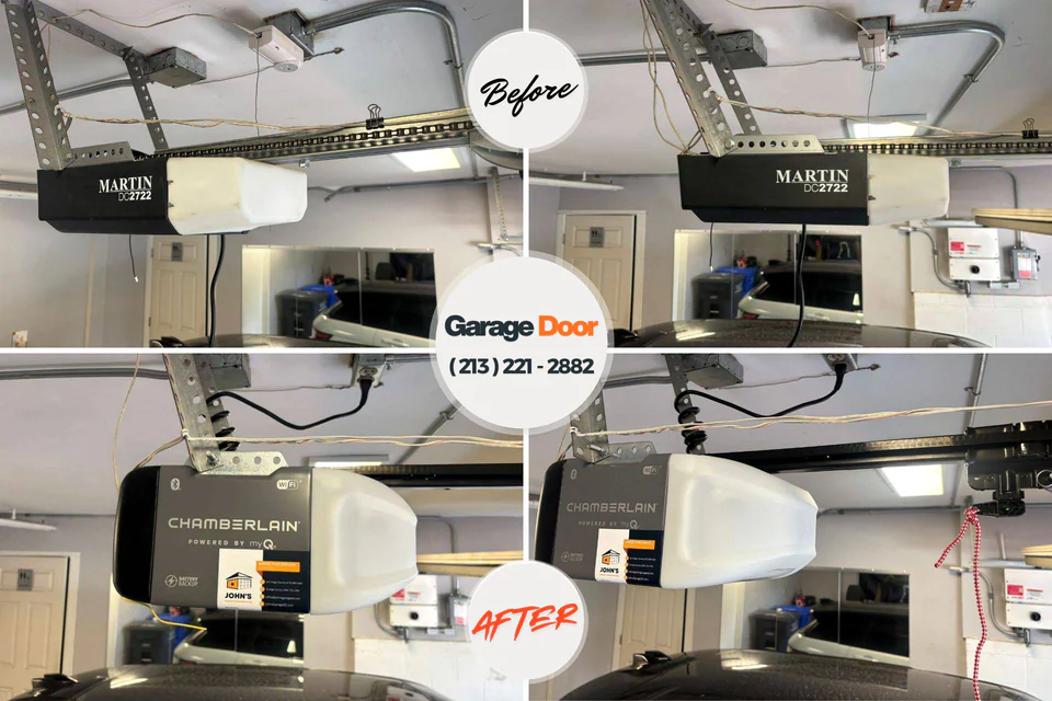 Before and after: garage door repair Darlington, WI
